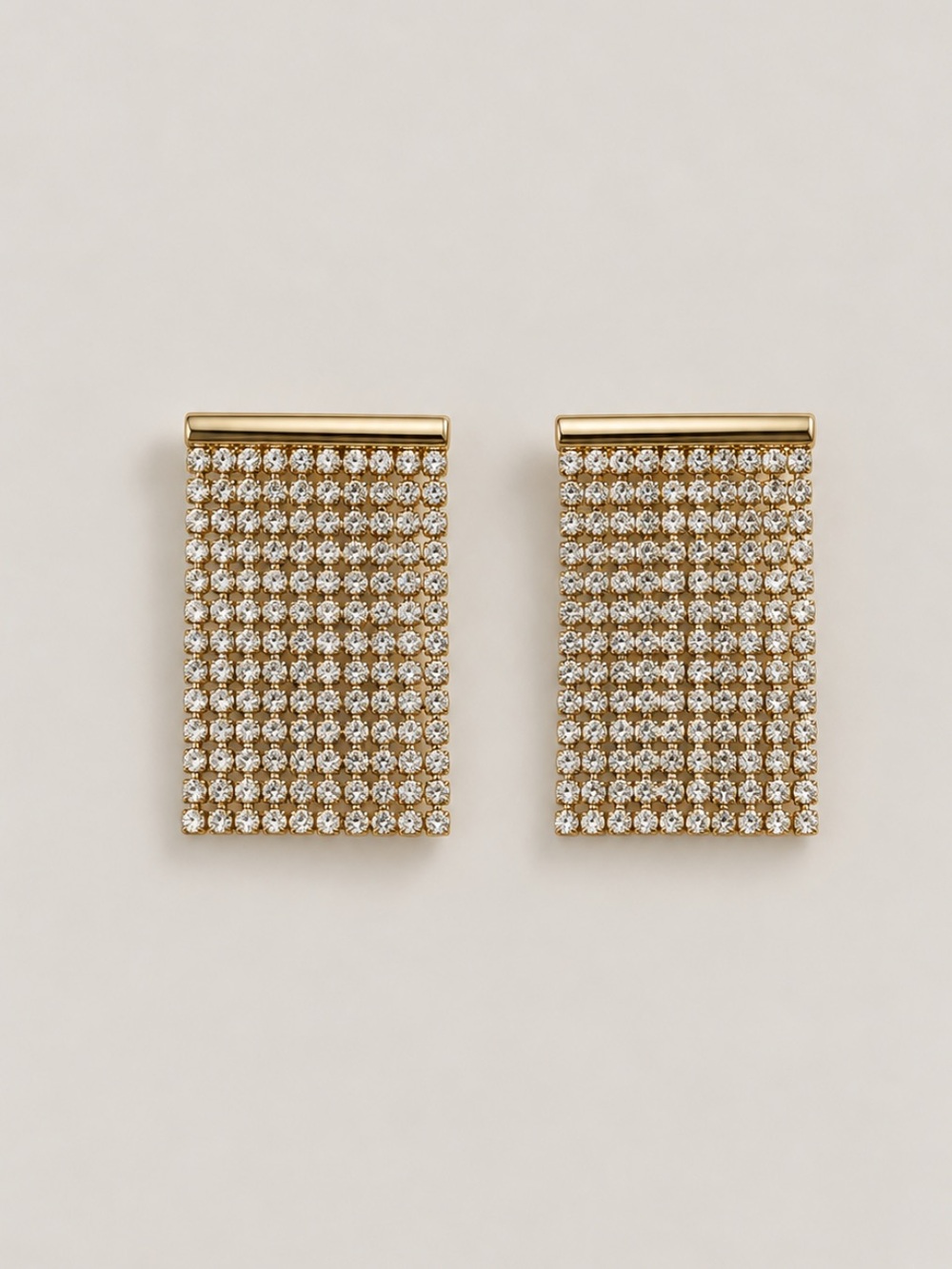 New! Gold Bar Rhinestone Fringe Earrings NWOT